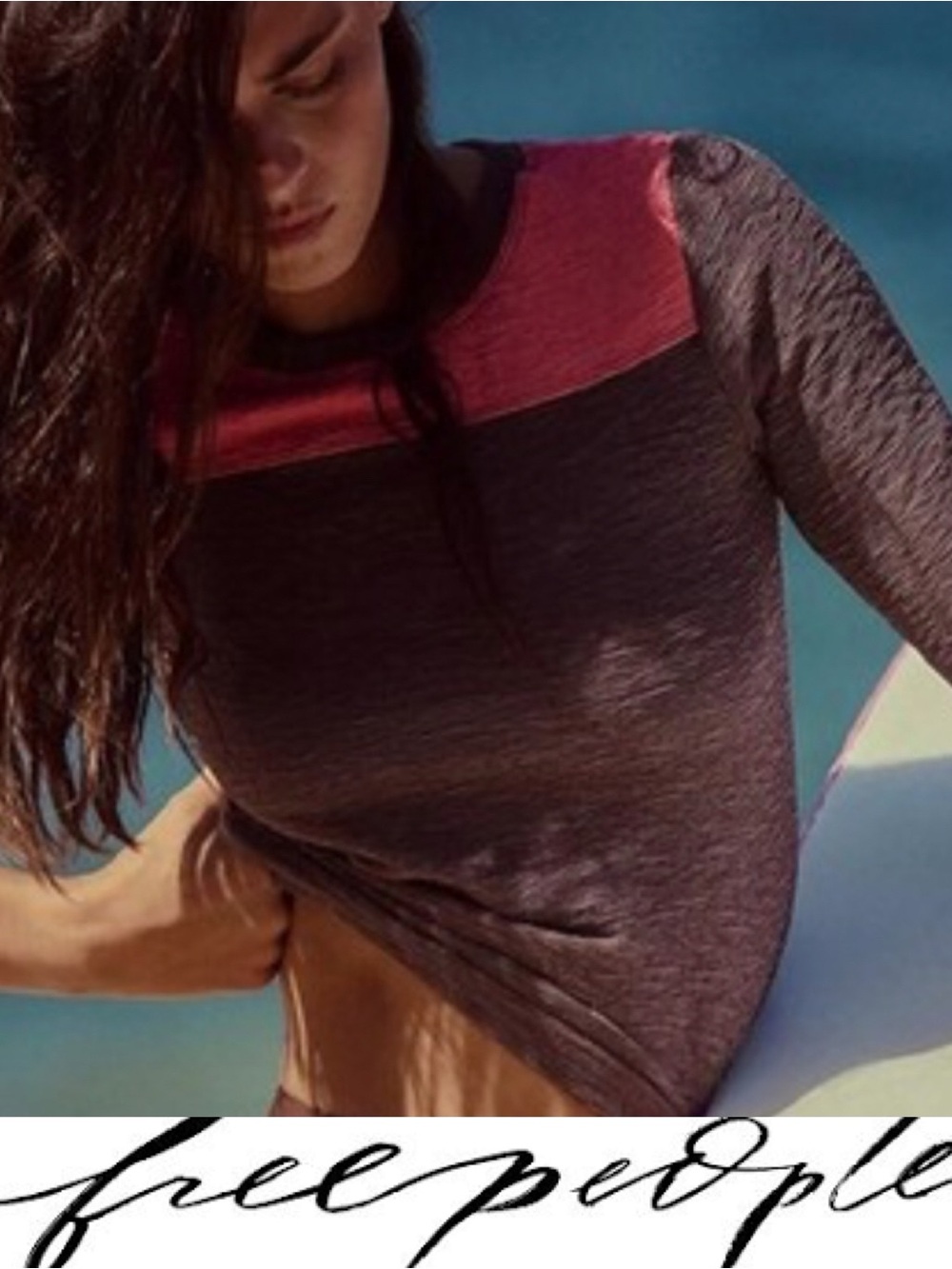 Free People Beverly Color Block Rashguard Top❤️ NWOT Size Large